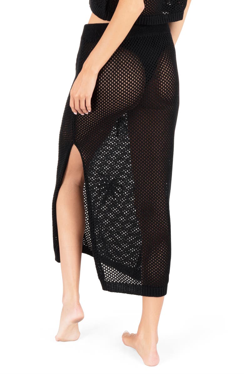 Hurley Embroidered Open Knit Midi Skirt, Alternate, color, 