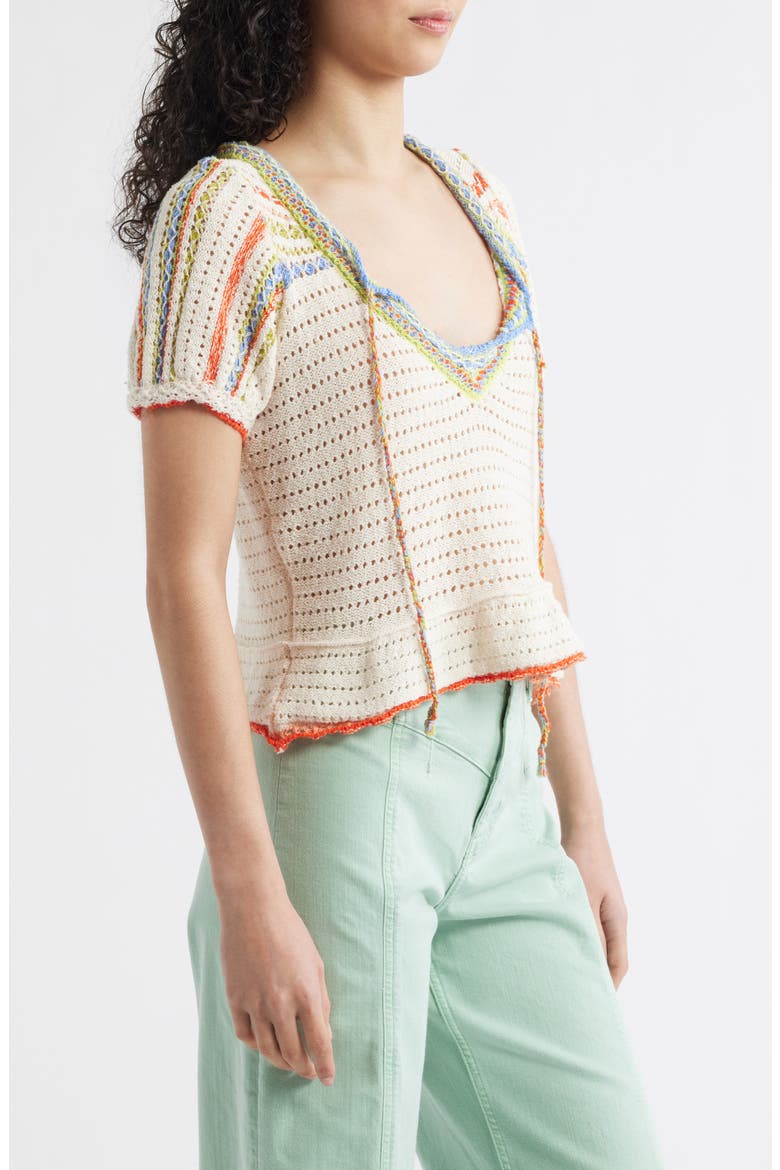 Friendship Crochet Knit Peplum Top, Alternate, color, TOFU COMBO
