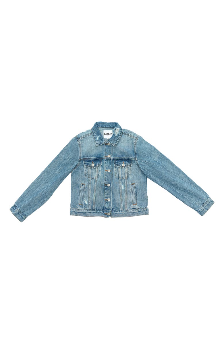 Bayeas Distressed Denim Jacket, Alternate, color, Mercy Blue