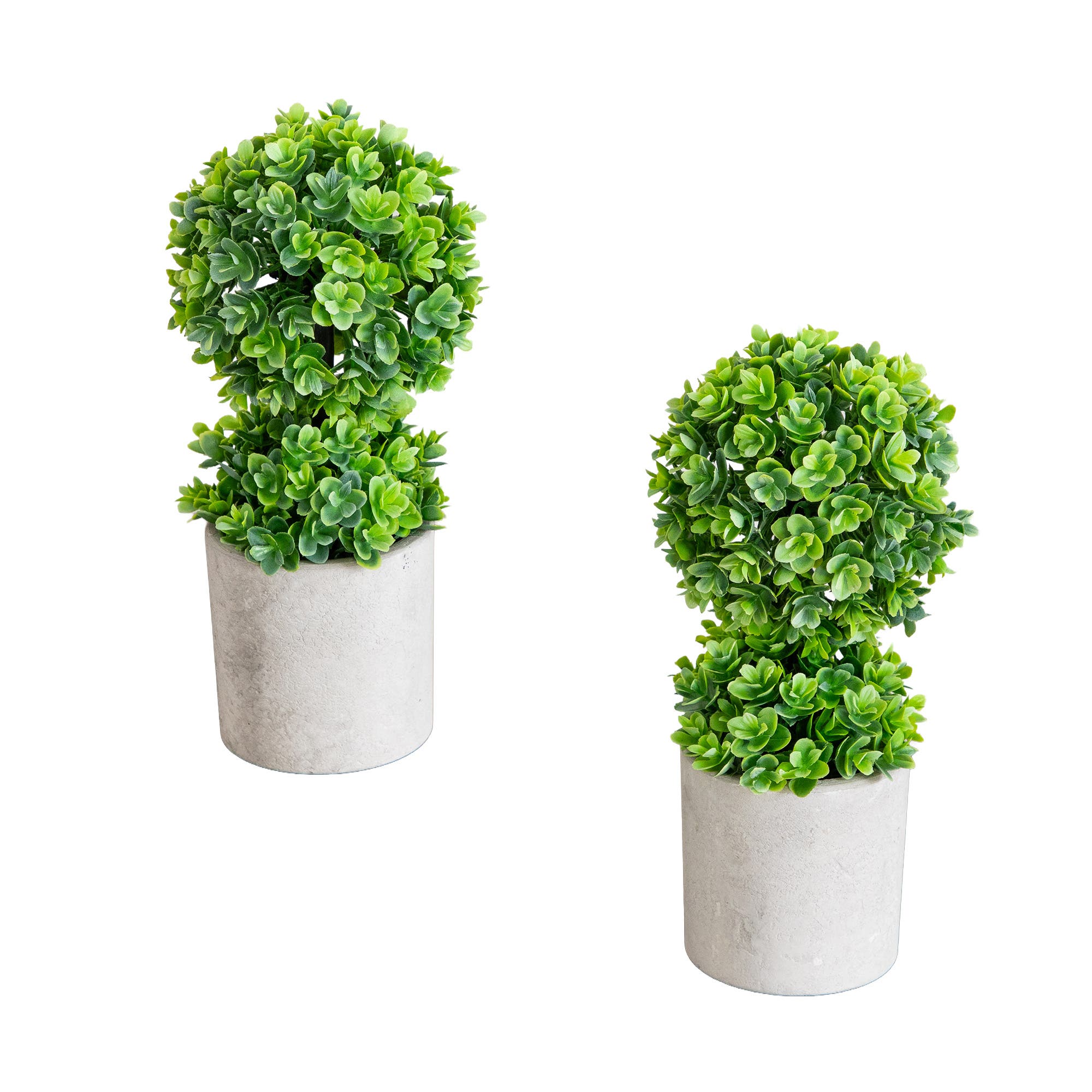 Mini Topiary NEARLY NATURAL 9-in Artificial Mini Eucalyptus Ball Topiary in Cement ...