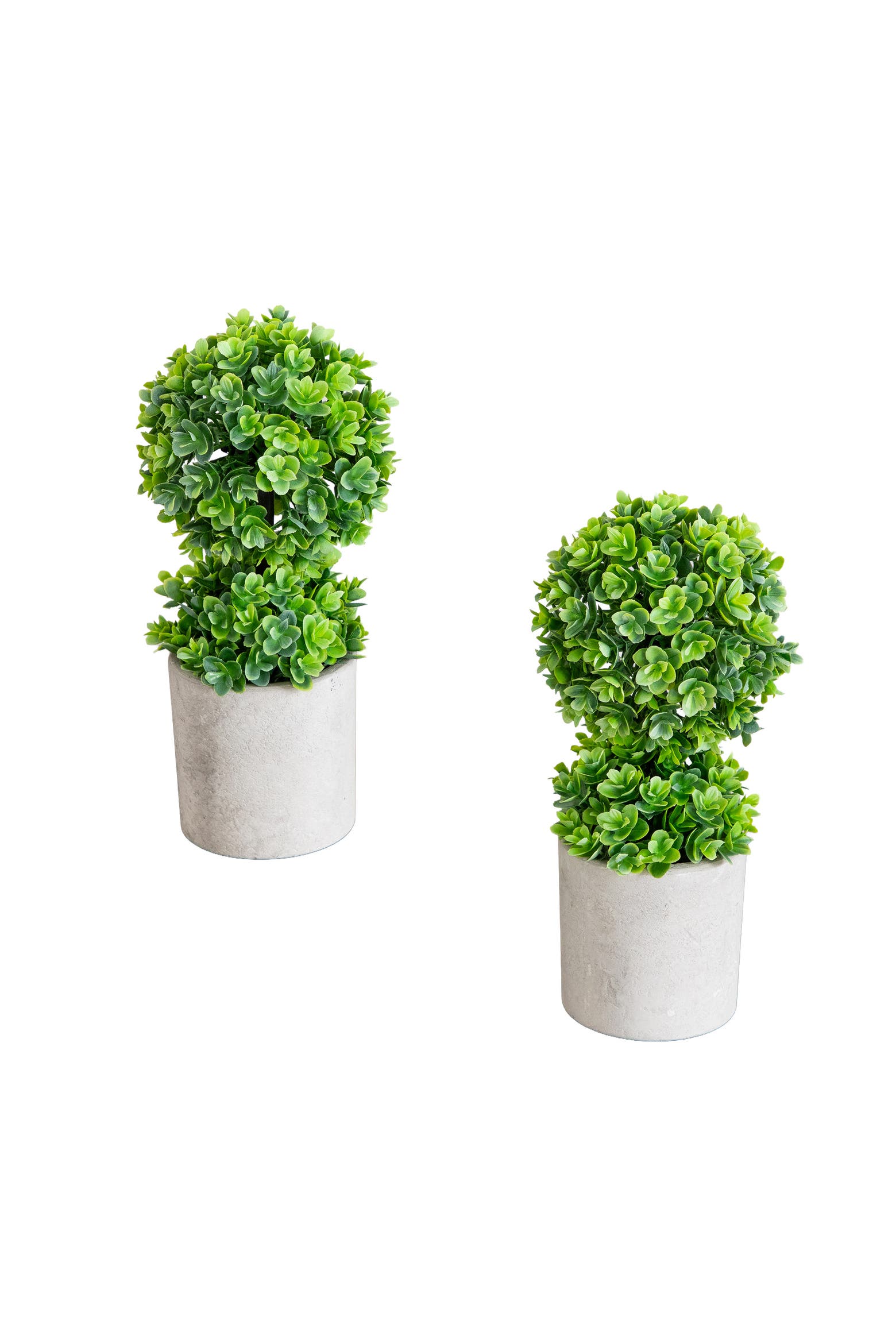 Mini Topiary NEARLY NATURAL 9-in Artificial Mini Eucalyptus Ball Topiary in Cement ...