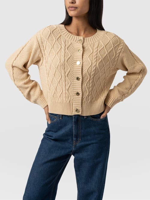 Saint + Sofia Bronte Cable Cardigan In Yellow