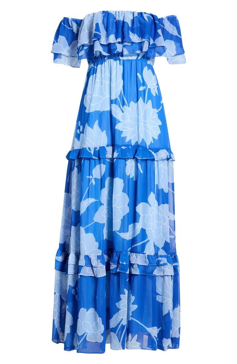 SUGARLIPS Floral Off the Shoulder Tiered Maxi Dress, Main, color, 