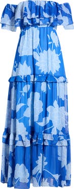 SUGARLIPS Floral Off the Shoulder Tiered Maxi Dress