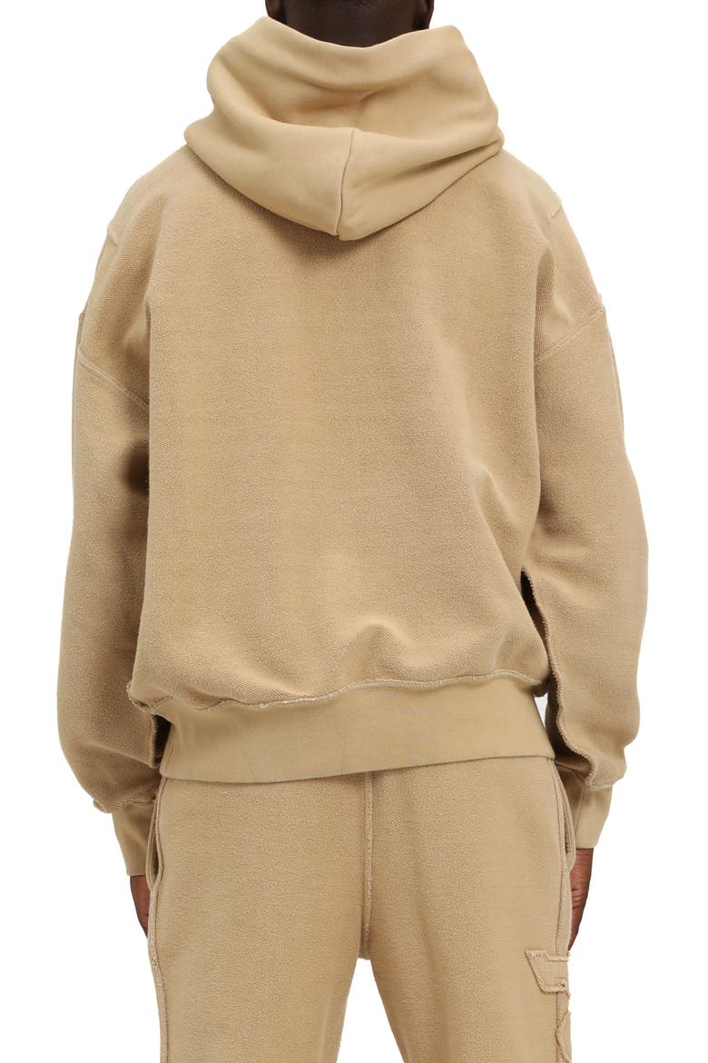 Heavyweight Fleece Inside Out Hoodie, Alternate, color, TAN