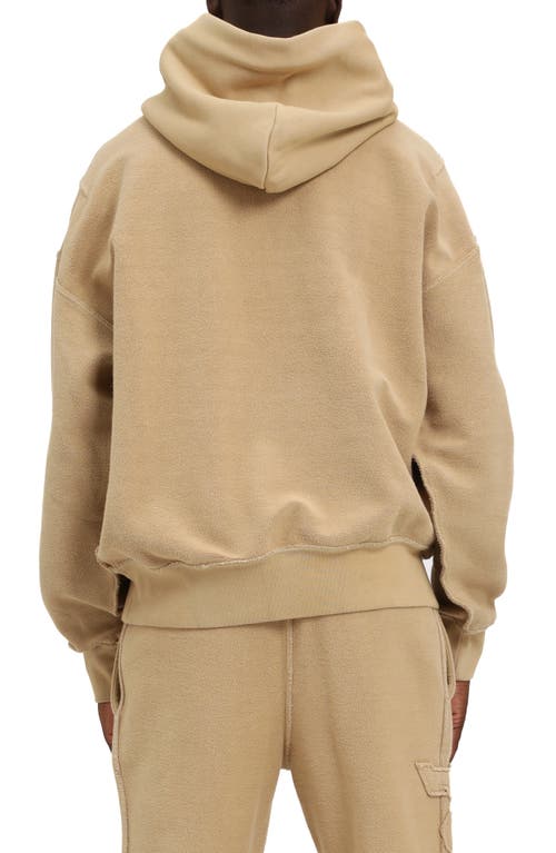 Purple Brand Oversized Fleece Inside Out Logo Graphic Hoodie In Nude