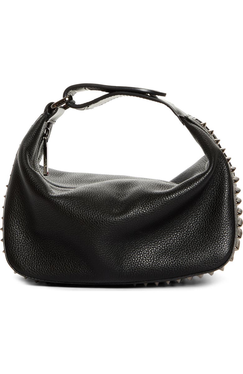 Christian Louboutin Funky Empire Spike Dopp Leather Top Handle Pouch, Main, color, Black/ Gun Metal