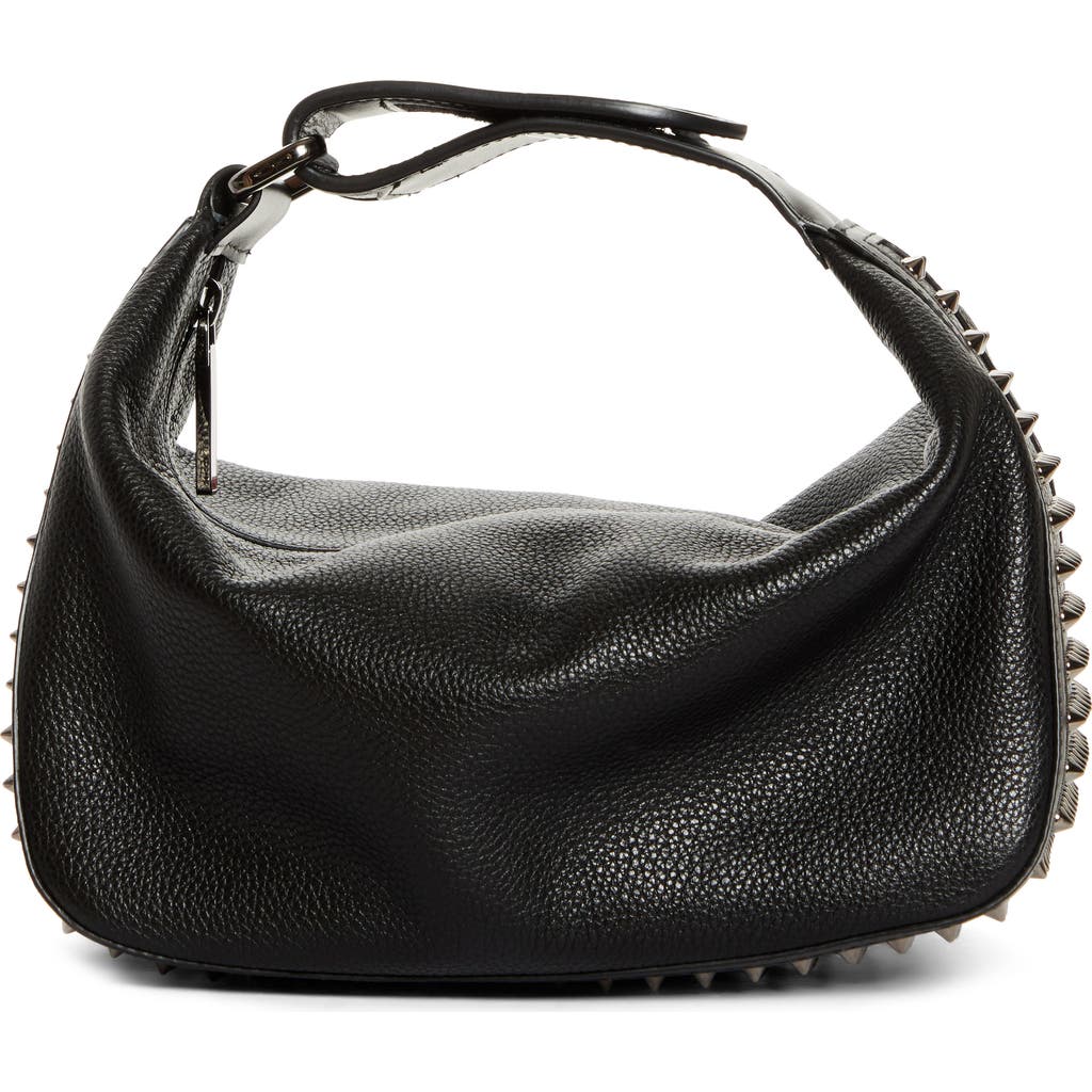 Christian Louboutin Funky Empire Spike Dopp Leather Top Handle Pouch In Black