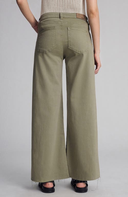 Mavi Jeans Paloma Raw Hem Mid Rise Wide Leg Jeans In Green