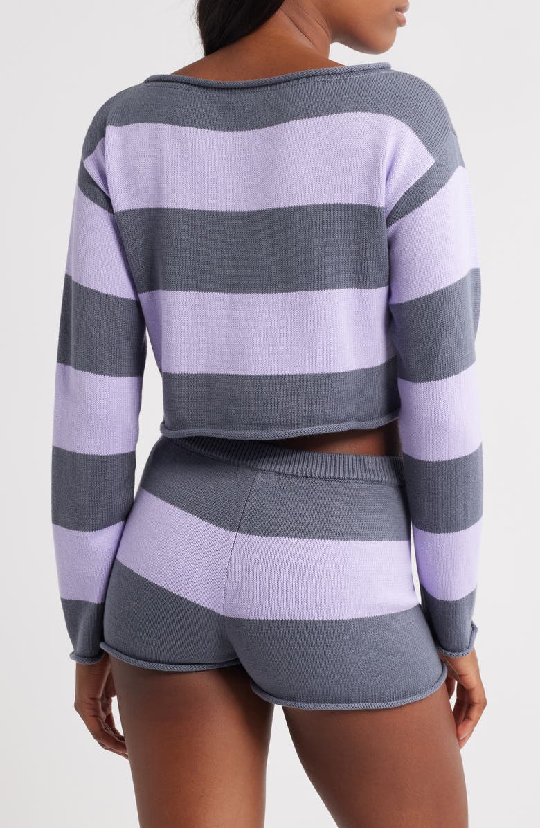Florence by Mills Cotton Blend Crop Rugby Sweater, Alternate, color, Grisalle Millie Lavender