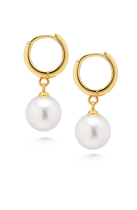 Pearl Drop Hoop Earrings