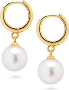 Nialaya Pearl Drop Hoop Earrings