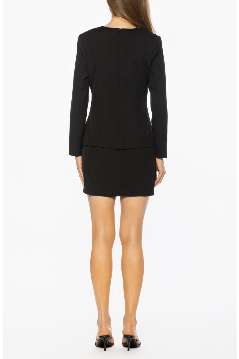 Rami Square Neck Long Sleeve Minidress, Alternate, color, BLACK