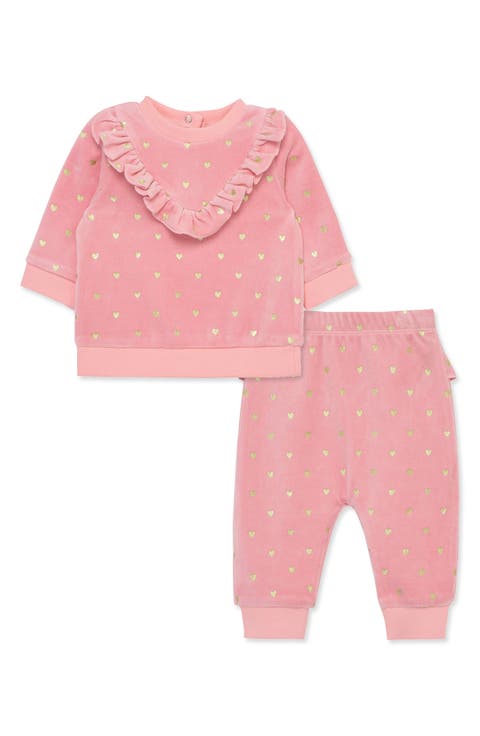 Gold Hearts Velour Top & Joggers Set (Baby)