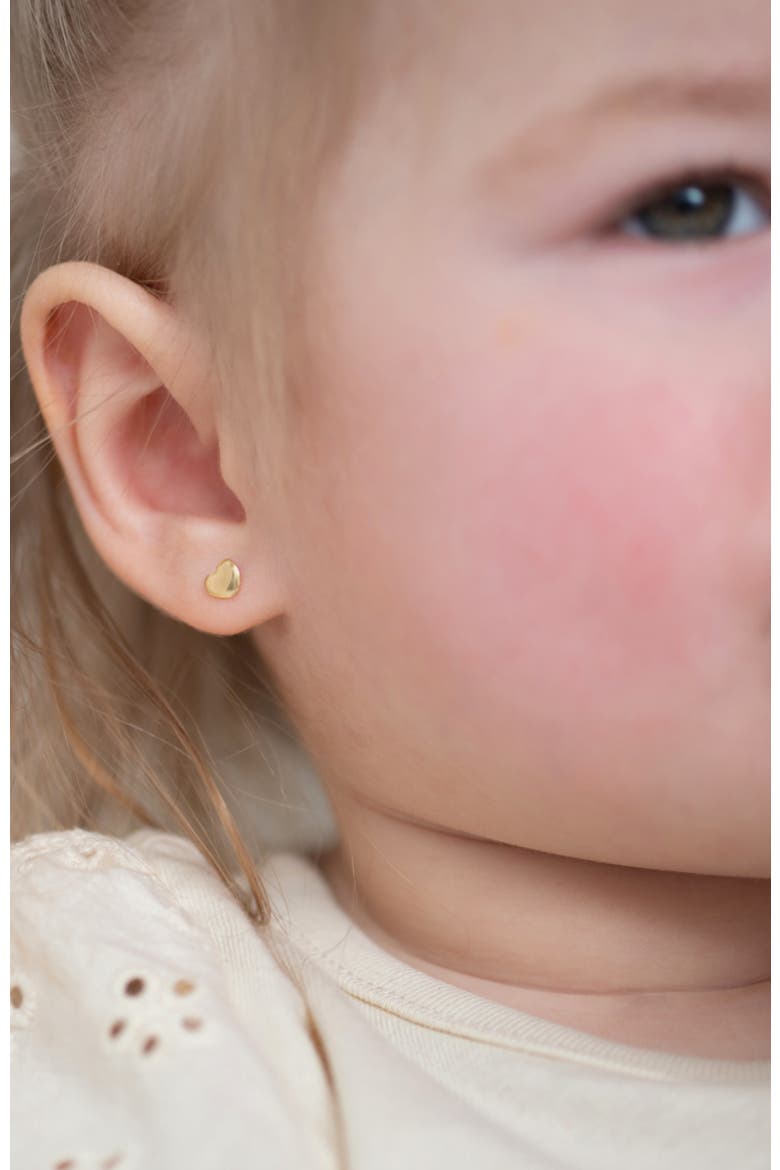 14k Polished Heart Earrings, Alternate, color, Gold