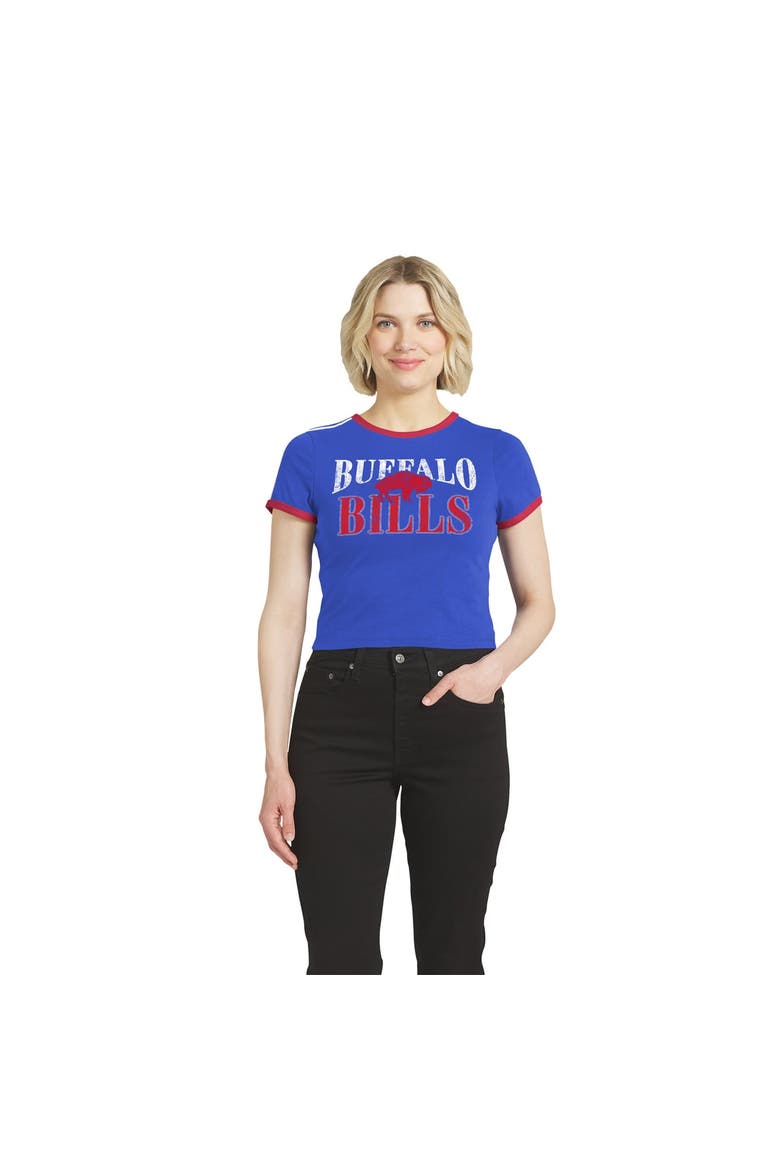 Women's WEAR by Erin Andrews  Royal Buffalo Bills Cropped Throwback Ringer Baby T-Shirt, Main, color, Royal