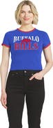WEAR by Erin Andrews Women's WEAR by Erin Andrews  Royal Buffalo Bills Cropped Throwback Ringer Baby T-Shirt