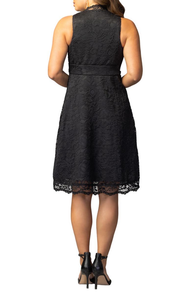 Kiyonna Pin Up Boudoir Lace Cocktail Dress, Alternate, color, Onyx