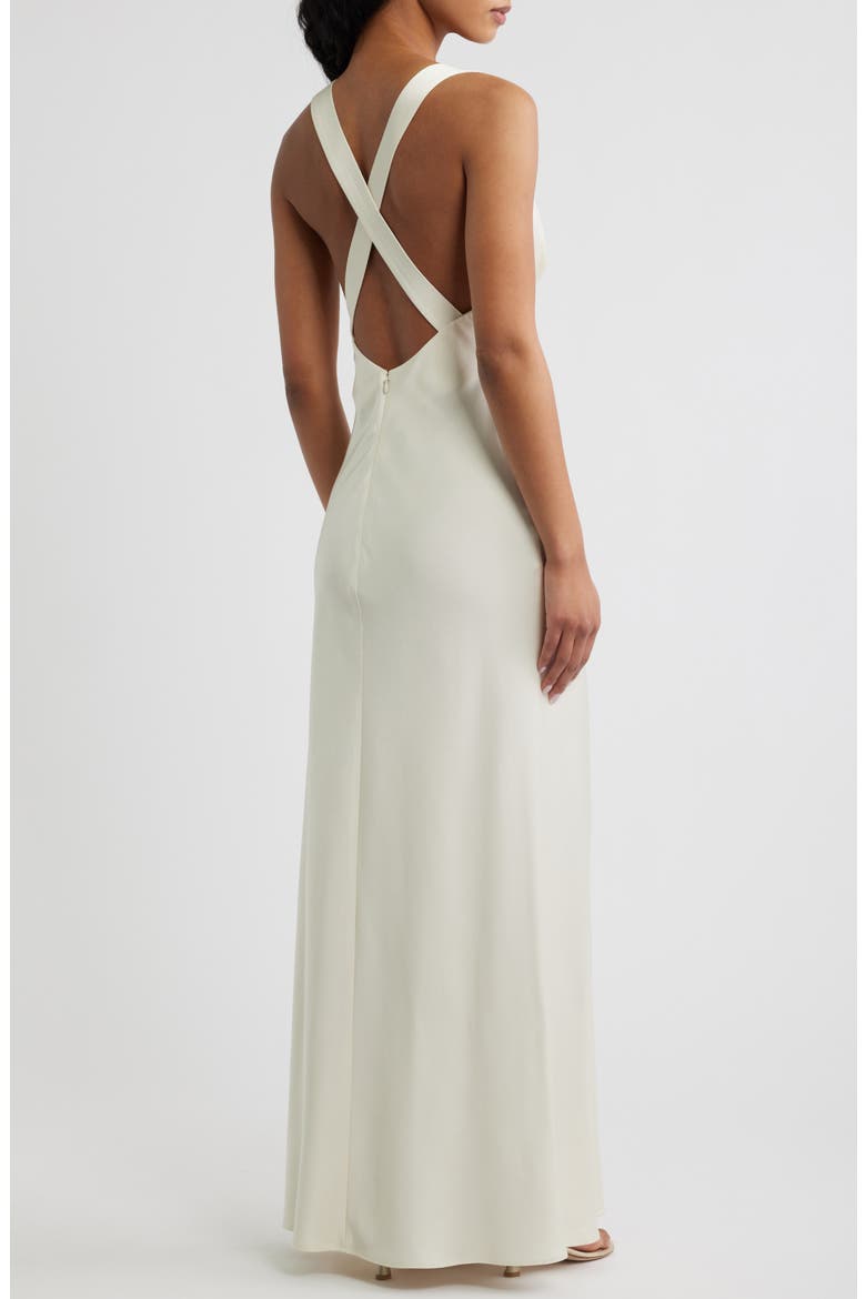 Lucile Sleeveless Satin Maxi Dress, Alternate, color, ECRU