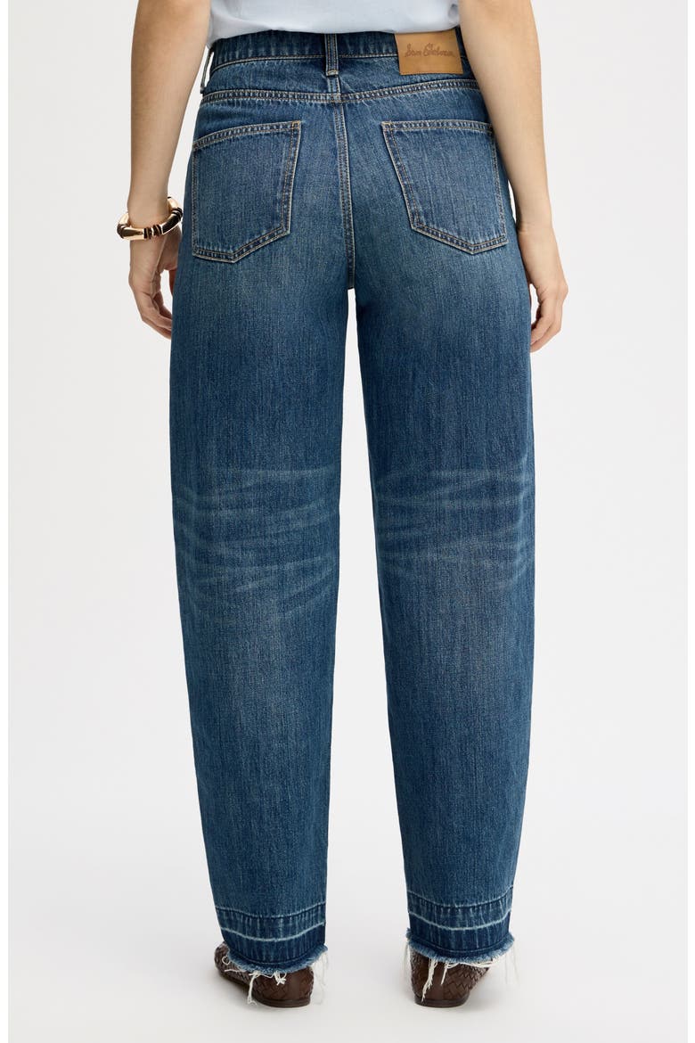 Crossover Waist Release Hem Taper Leg Jeans, Alternate, color, BOZEMAN MED WASH