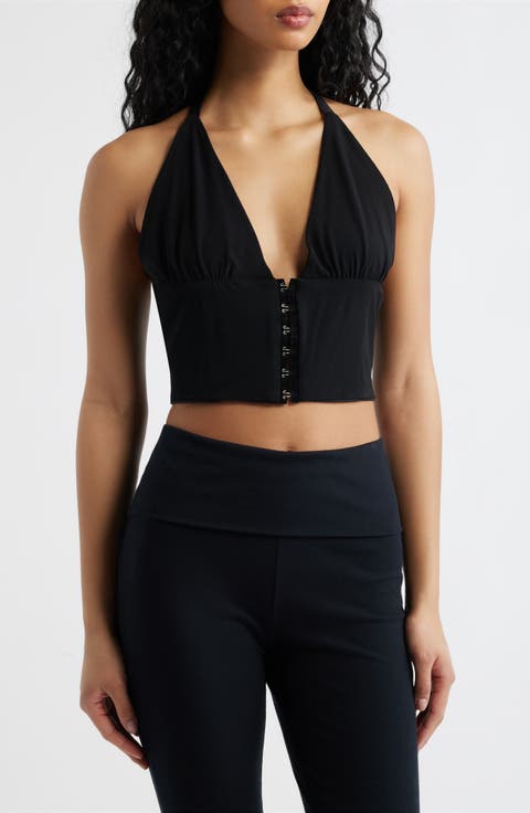 The Coco Plunge Neck Halter Crop Top