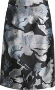 Ming Wang Abstract Floral A-Line Skirt