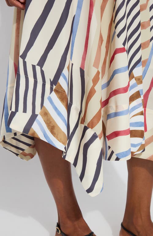 Lyssé Lorenza Mixed Stripe Satin Handkerchief Hem Skirt In Stripe Art