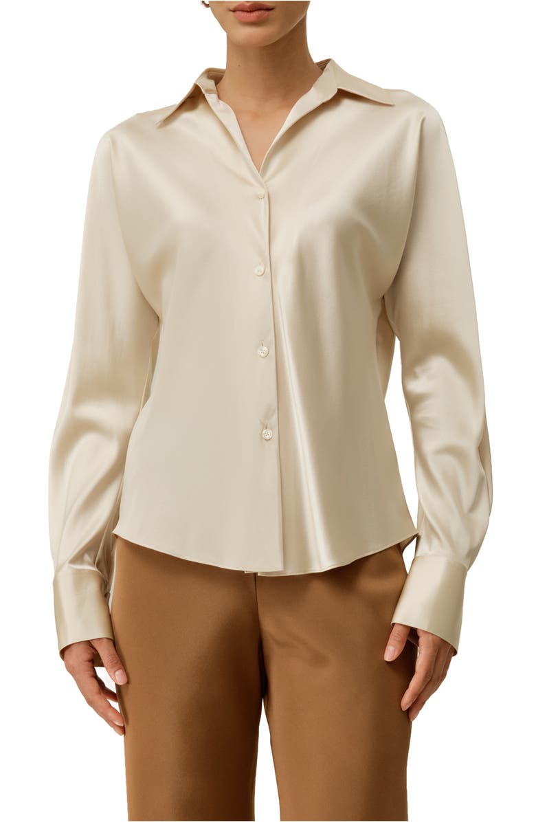 Lilysilk Women's Bias Cut Silk Shirt, Main, color, Gravel Gold