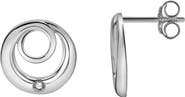 LuvMyJewelry Orlena Sterling Silver 0.02 Ct Diamond Circle Stud Earrings