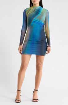 Desigual Printed Ruched Long Sleeve Minidress