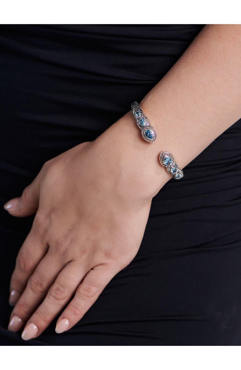 DEVATA Sterling Silver London Blue Topaz Cuff Bracelet, Alternate, color, 