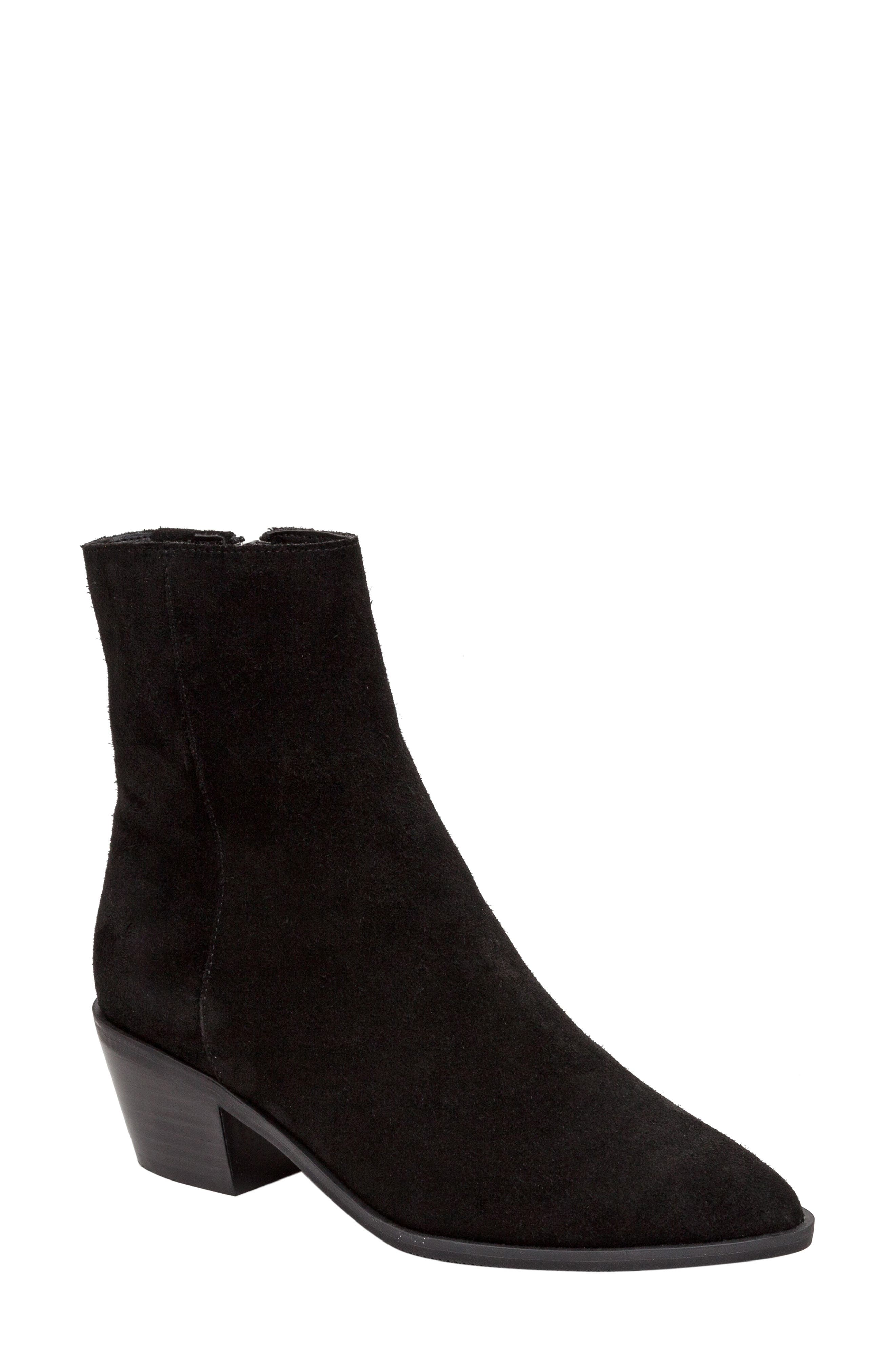 Sunny-V Pointed Toe Bootie, Main, color, BLACK