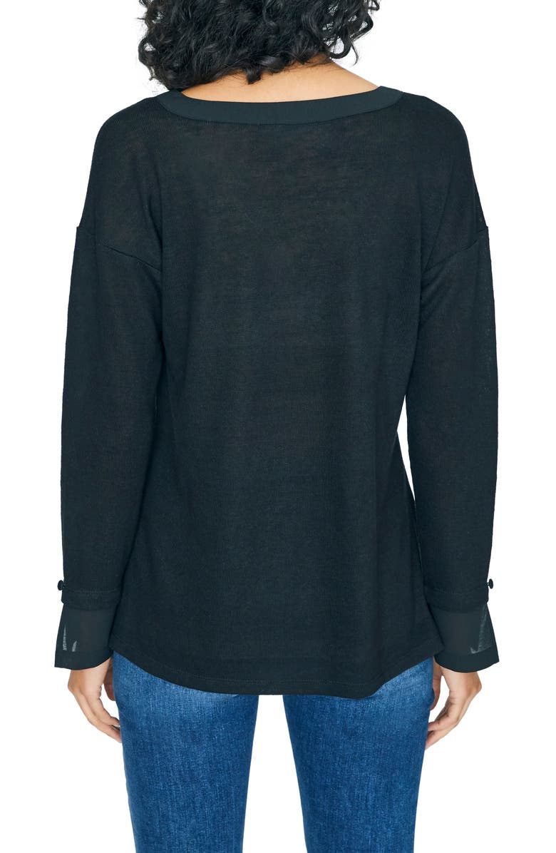 Sanctuary Gina Long Sleeve Mixed Media Tee, Alternate, color, 