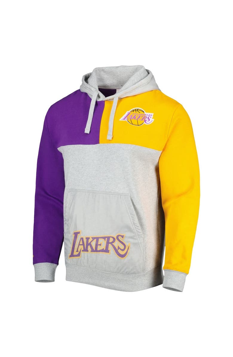 Mitchell & Ness Men's Mitchell & Ness  Heather Gray Los Angeles Lakers Tie-Breaker Pullover Hoodie, Alternate, color, 