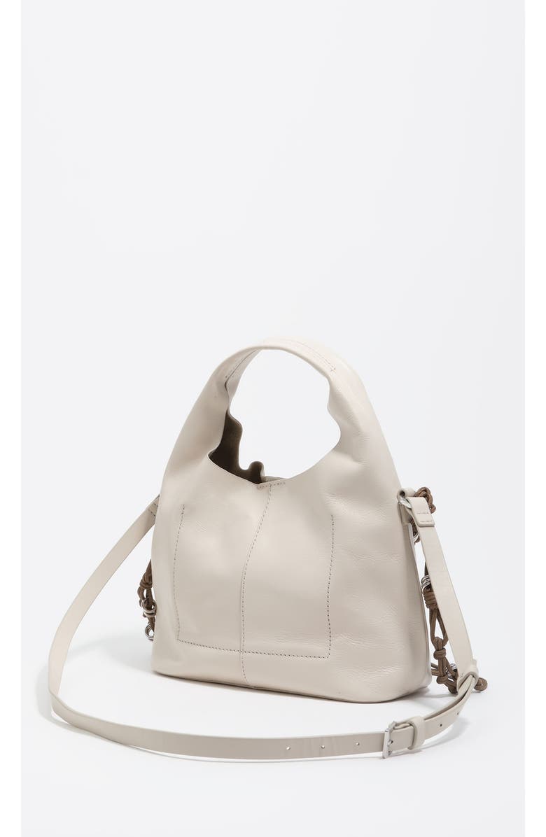 Bimba y Lola Leather Plaited Handle Paper Bag, Alternate, color, Ivory