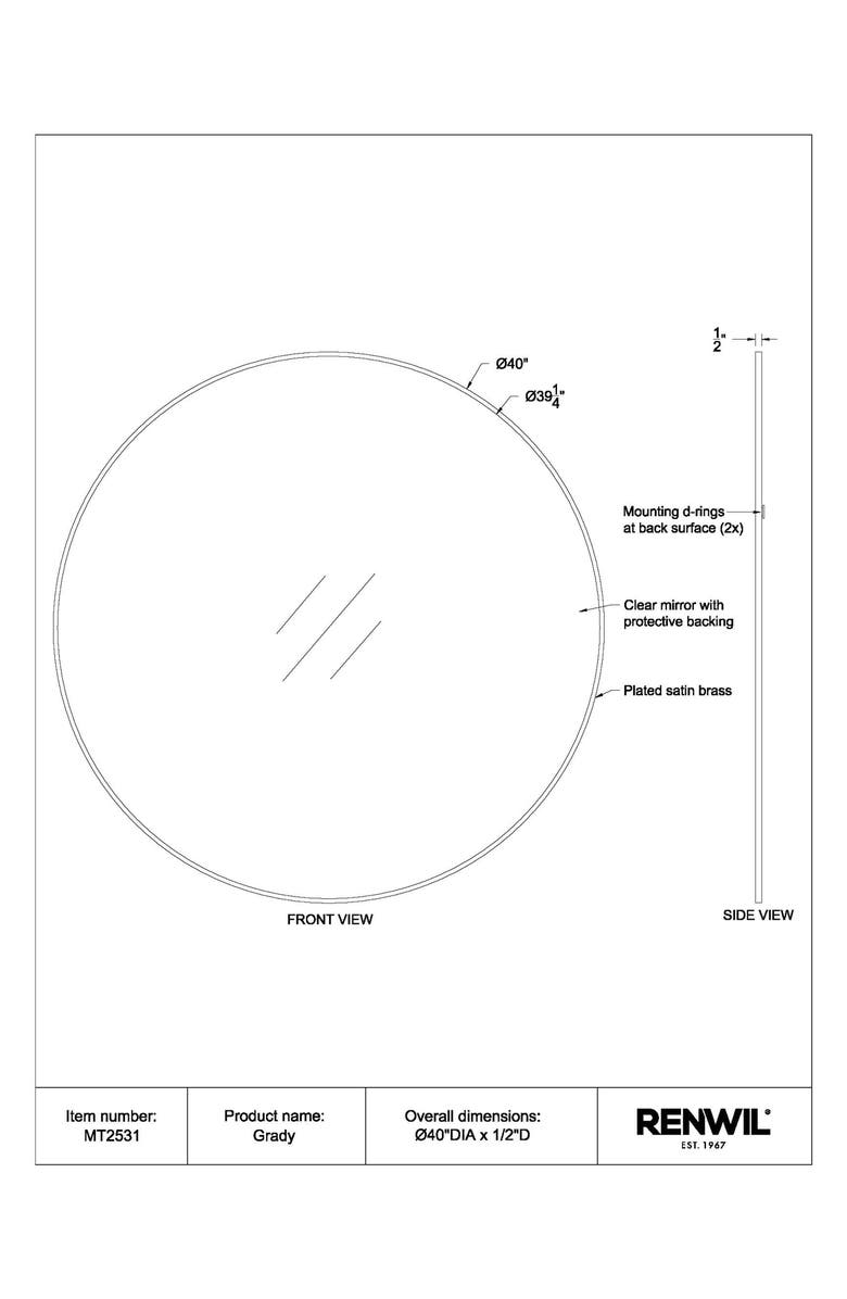 Renwil Grady Round Mirror, Alternate, color, Satin Brass