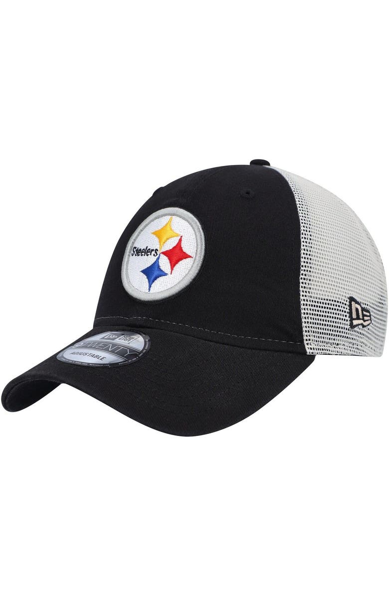New Era Men's New Era Black/Natural Pittsburgh Steelers Loyal 9TWENTY Trucker Hat, Main, color, 