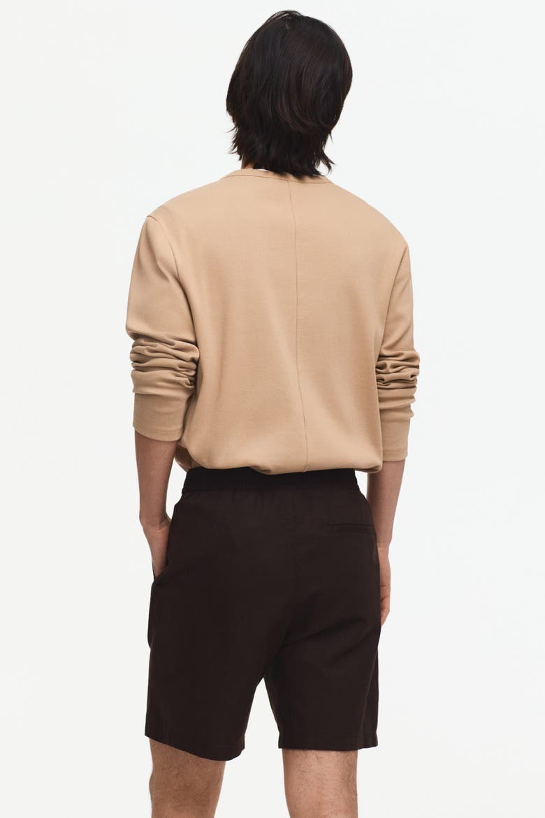 Regular Fit Linen-blend Shorts, Alternate, color, Dark brown