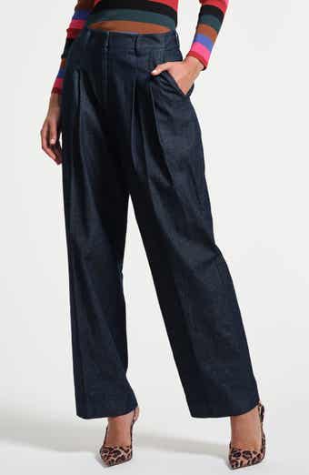 Isaac Mizrahi New York Pleated Wide Leg Jeans