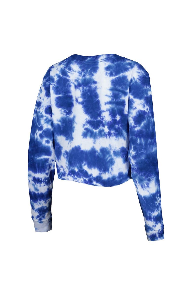 New Era Women's New Era Blue New York Knicks Tie Dye Cropped Long Sleeve T-Shirt, Alternate, color,
