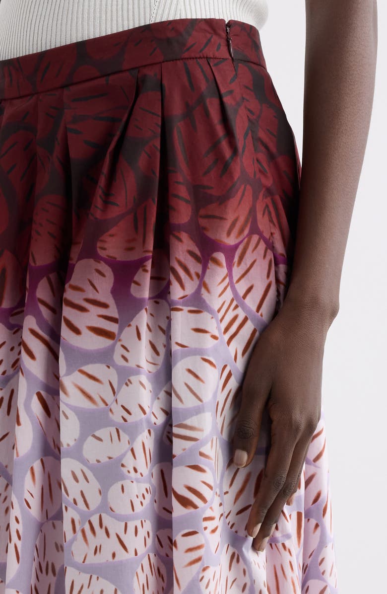 Dries Van Noten Soni Mixed Print A-Line Midi Skirt, Alternate, color, Burgundy