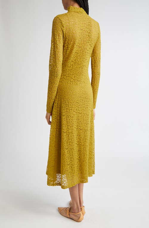 Ulla Johnson Talia Lace Long Sleeve Mock Neck Dress In Green