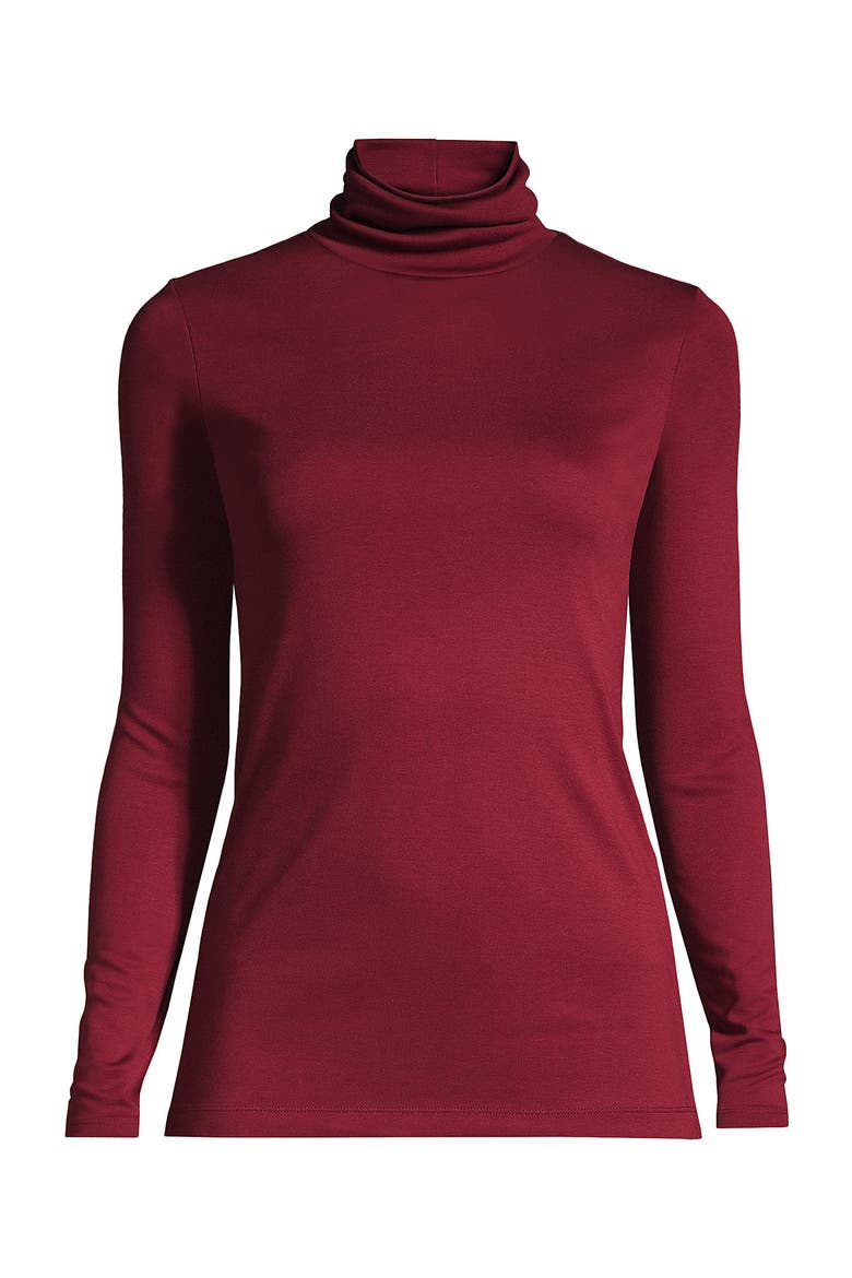 Supima Cotton Fitted Long Sleeve Turtleneck, Alternate, color, Rich Burgundy