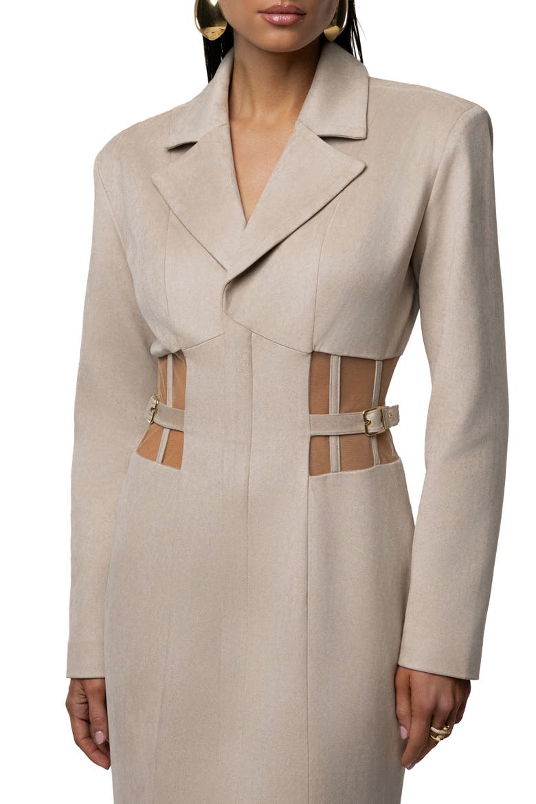 Faux Suede Maxi Coatdress, Alternate, color, BEIGE