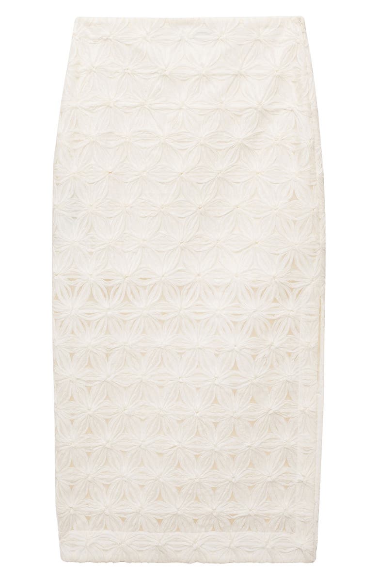 MANGO Daisy Appliqué Midi Skirt, Alternate, color, Ecru