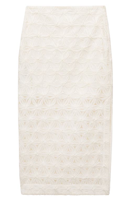Mango Daisy Appliqué Midi Skirt In Ecru