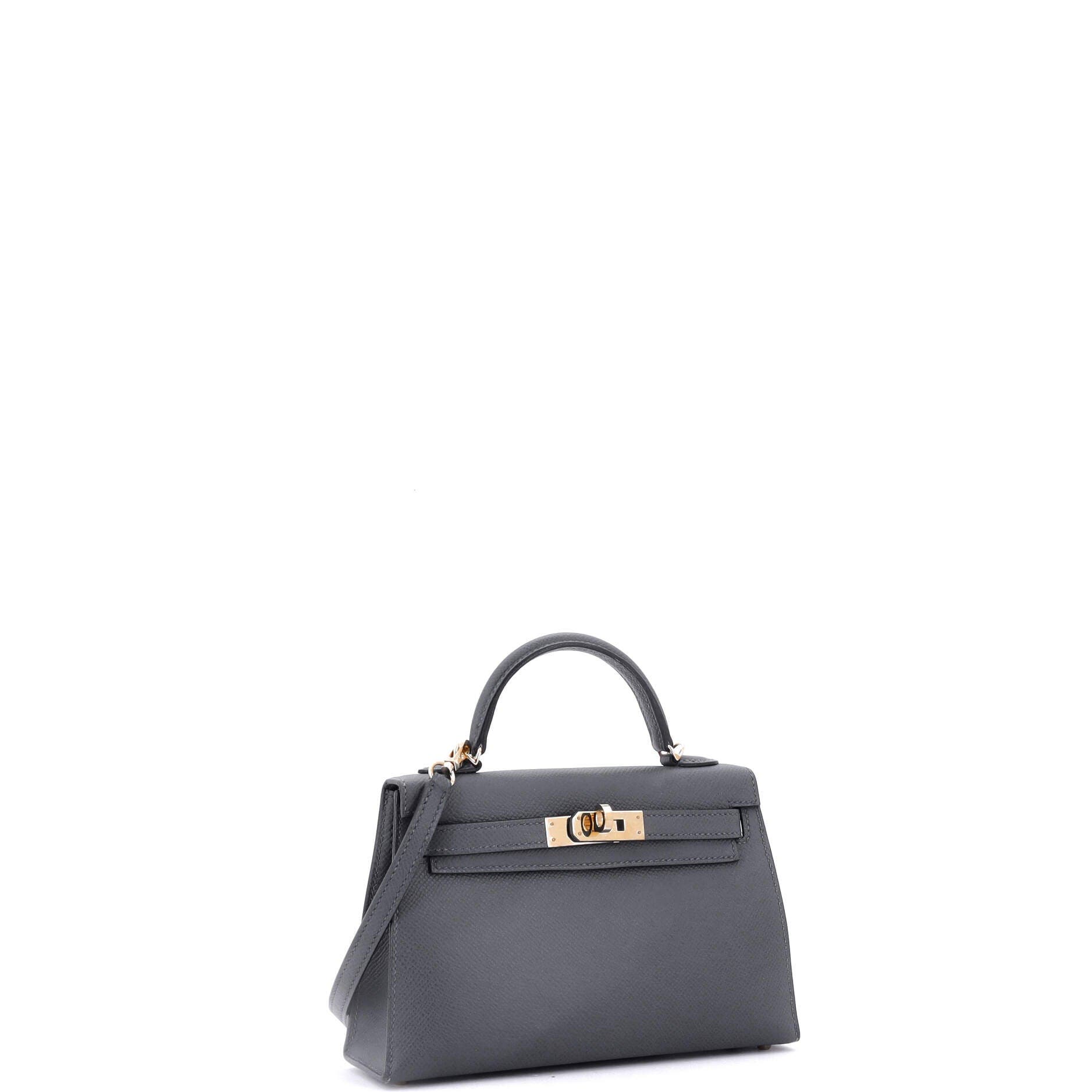 Pre-Owned Hermes Kelly Mini II Bag Grey Epsom with Permabrass Hardware 20, Alternate, color, Gris Misty