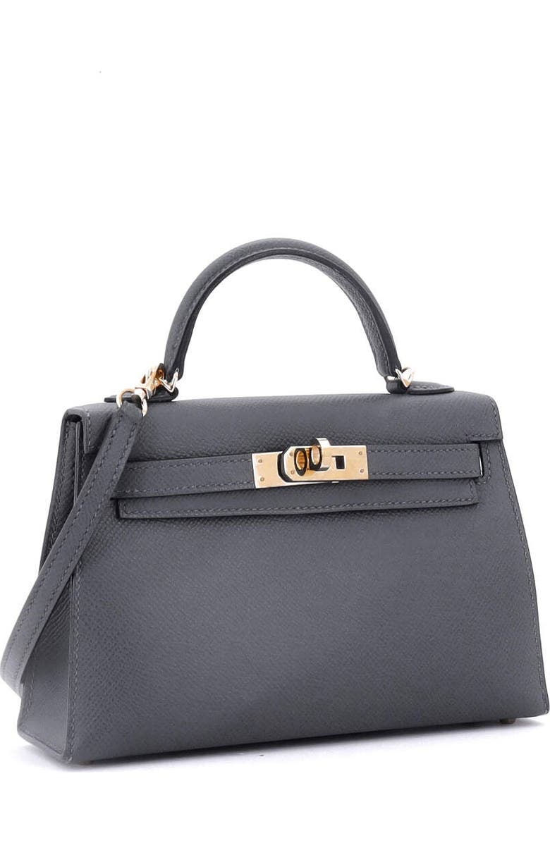 Pre-Owned Hermes Kelly Mini II Bag Grey Epsom with Permabrass Hardware 20, Alternate, color, Gris Misty