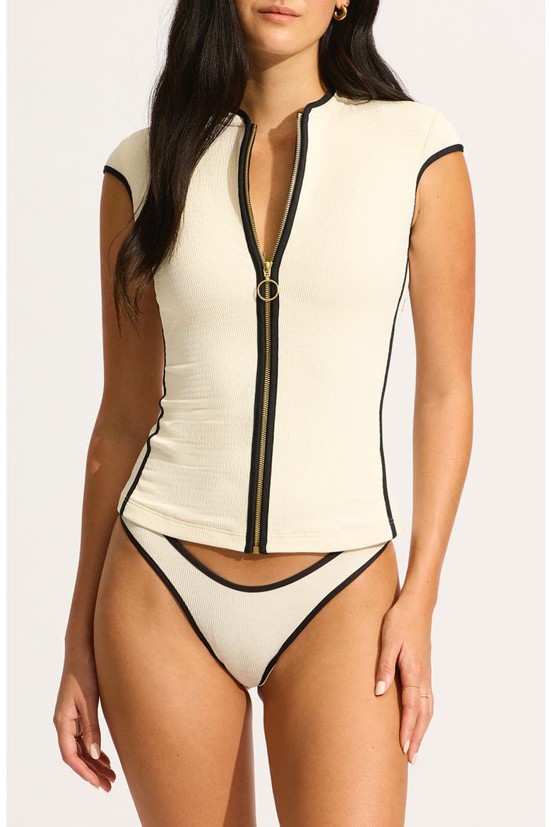 Cap Sleeve Zip-Up Rashguard, Main, color, ECRU