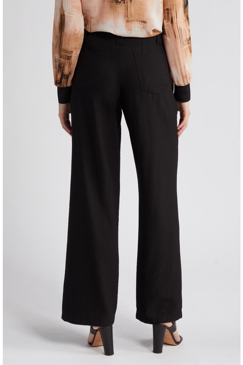 Crinkle High Waist Wide Leg Pants, Alternate, color, BLACK